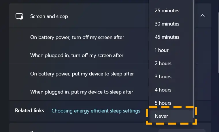 change the Screen and sleep