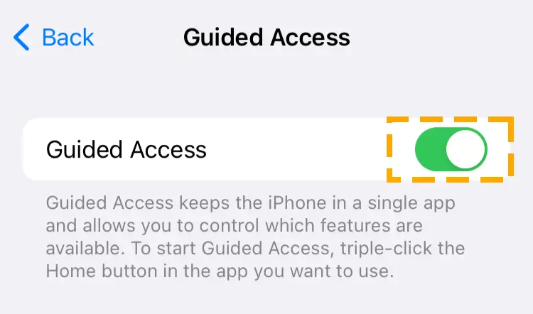 enable guided access on ios