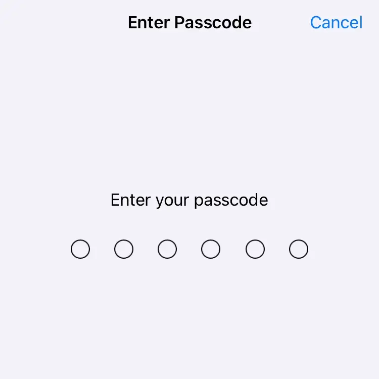 enter passcode