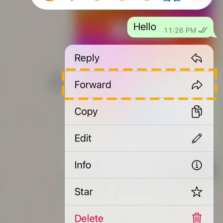 forward option for a whatsapp message