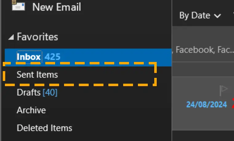 outlook sent items