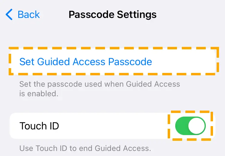 password protection for guided access