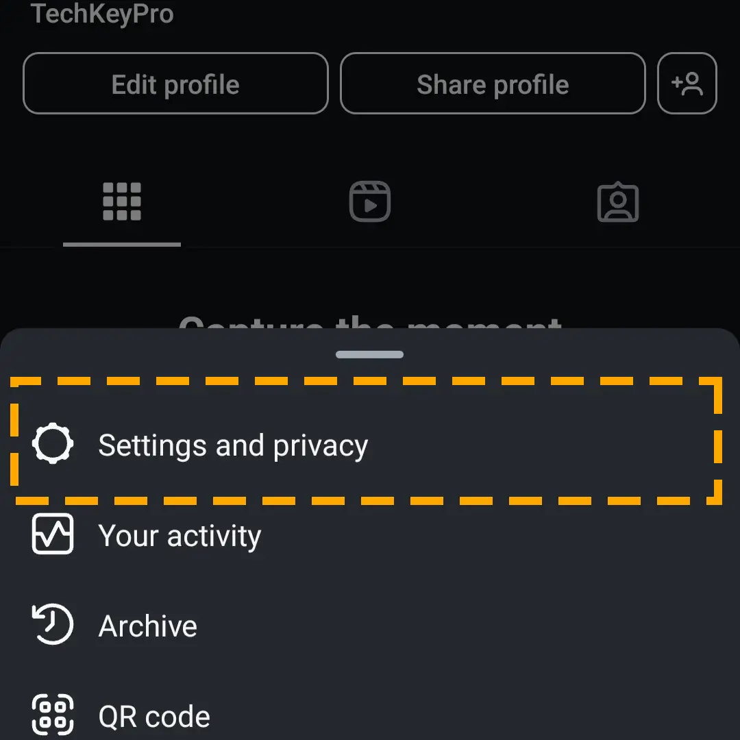 settings and privacy option