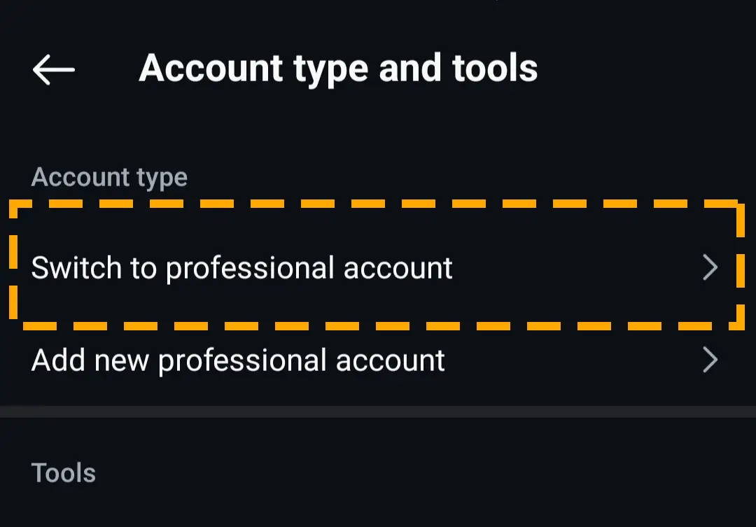 switch to professional account