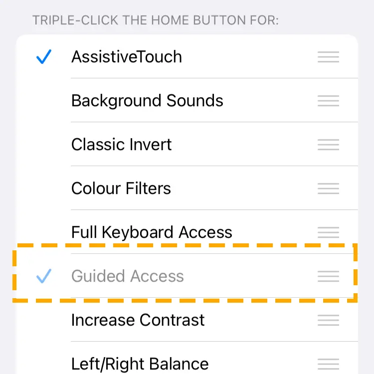 turn on guided access accessibility shortcut