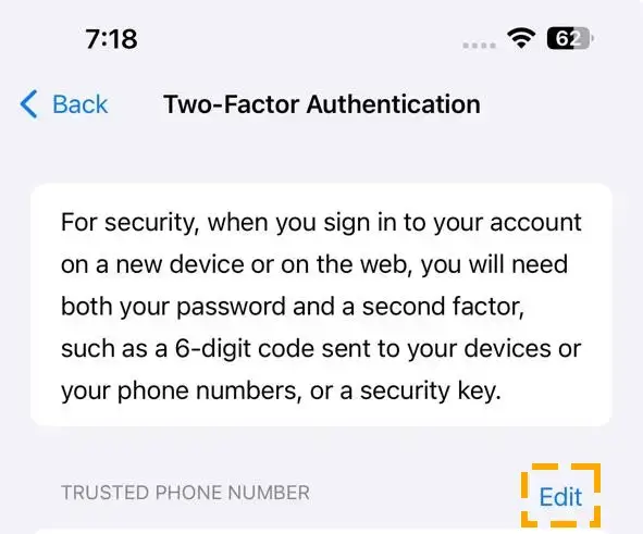 add phone number for two factor authentication