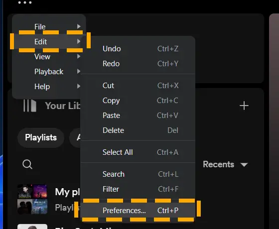 check spotify app preferences