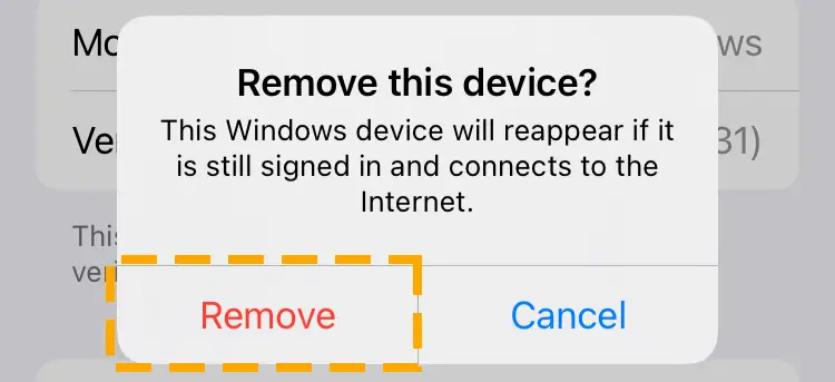 confirm the device removal