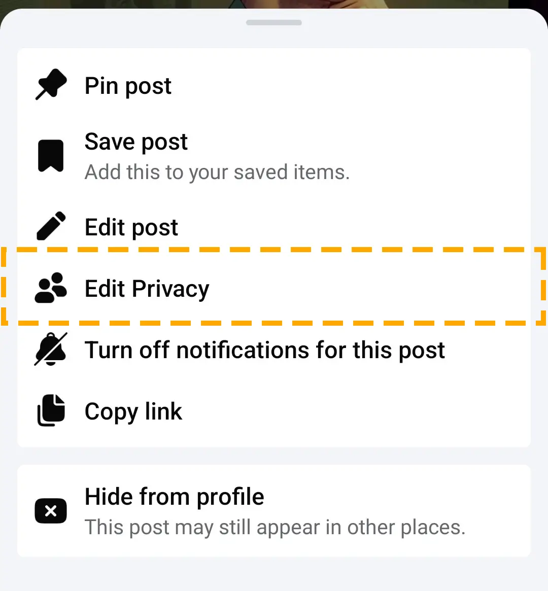 edit privacy of the post