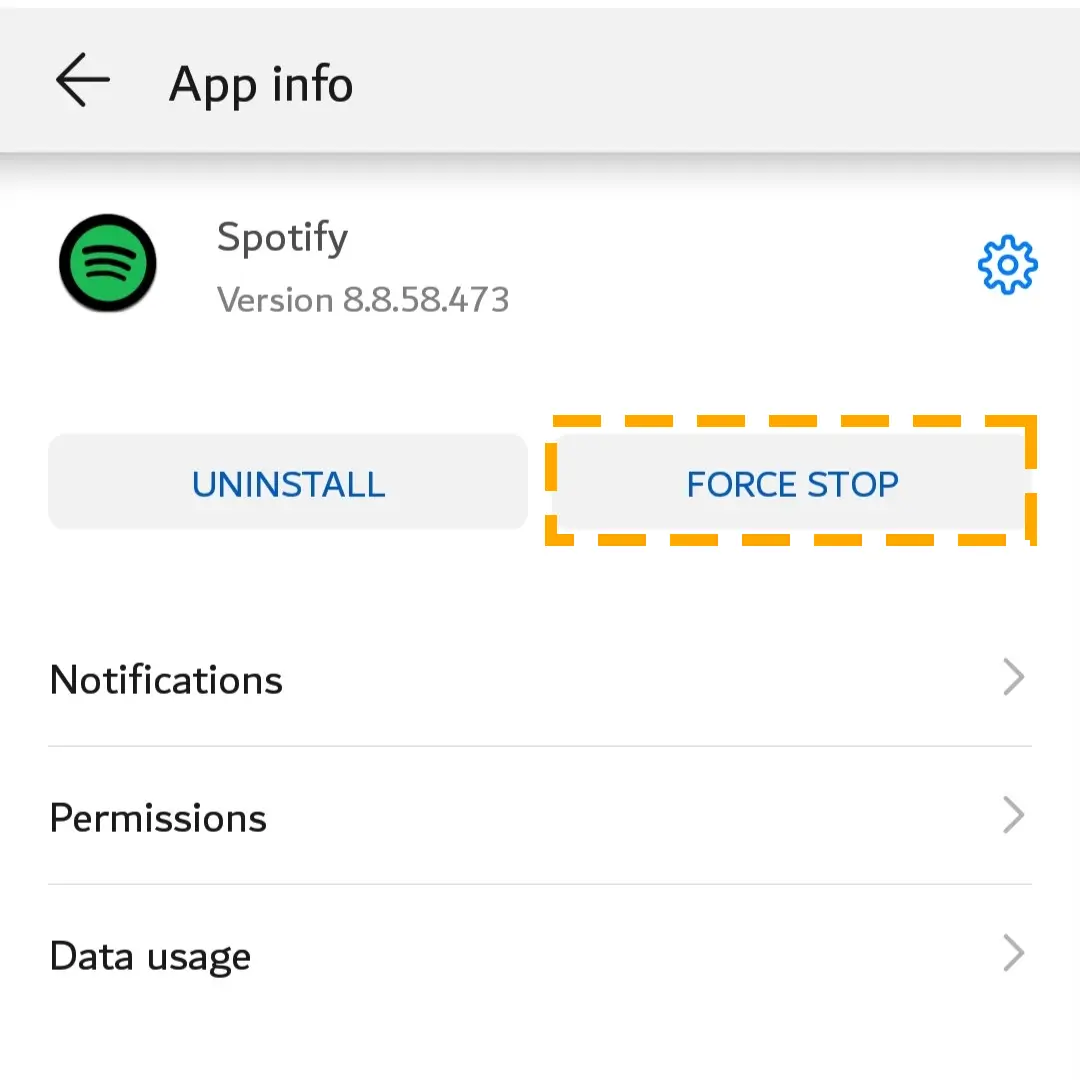 force stop spotify app