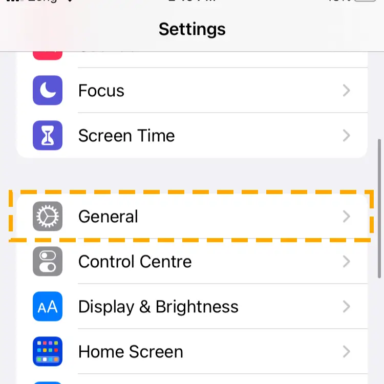 iphone settings general tab