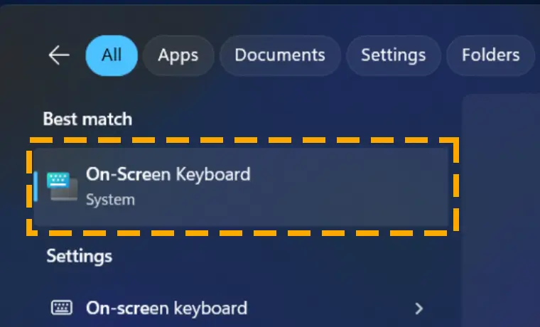 onscreen keyboard of windows