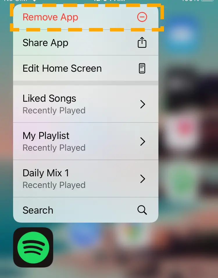 remove spotify ios app