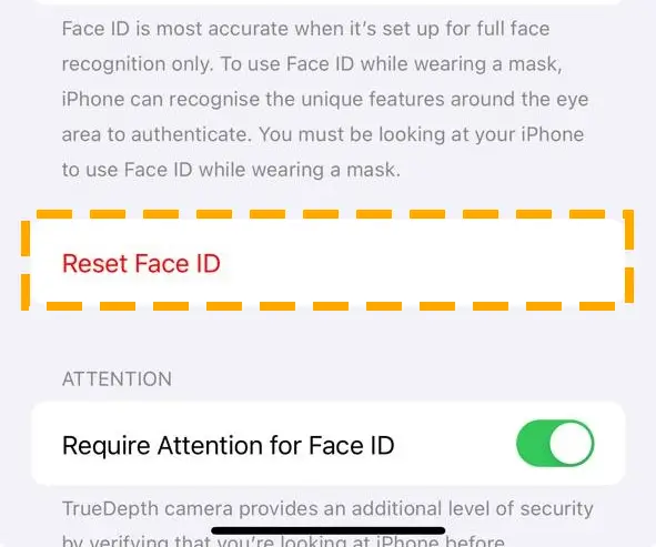 reset face id