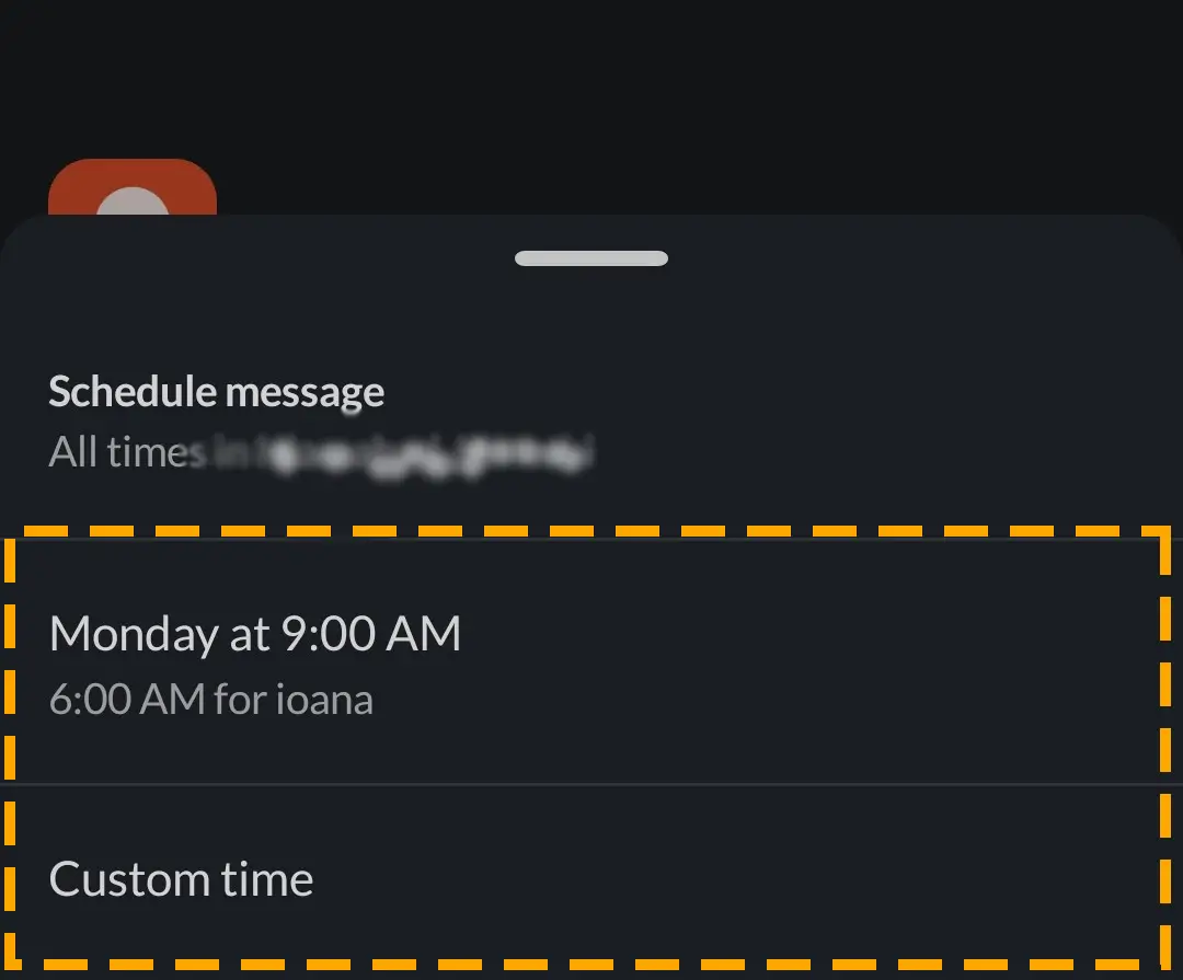 schedule the slack message