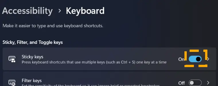 turn off sticky keys